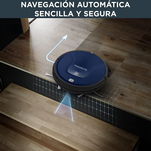 Rowenta RR6871WH Smart Force Explorer Aqua - Robot aspirador 2 en 1, aspira y friega, con sensores anticaída, bateria ion-litio de 150 minutos de autonomía, incluye mando a distancia y base de carga