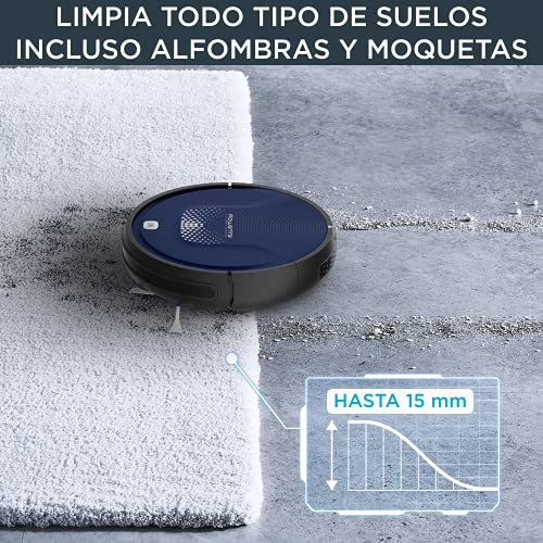 Rowenta RR6871WH Smart Force Explorer Aqua - Robot aspirador 2 en 1, aspira y friega, con sensores anticaída, bateria ion-litio de 150 minutos de autonomía, incluye mando a distancia y base de carga