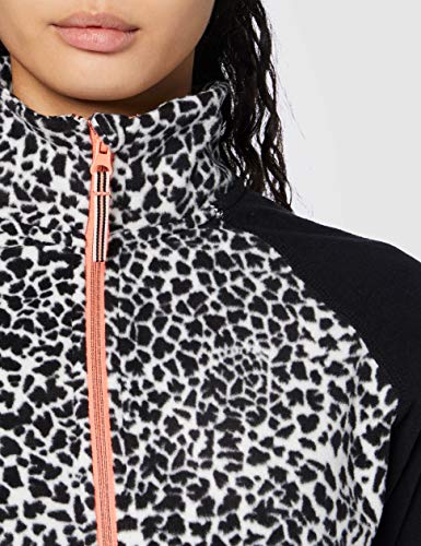 Roxy Cascade - Sudadera Polar con Cremallera hasta Media Altura para Mujer Sudadera Polar con Cremallera hasta Media Altura, Mujer, True Black Pop Animal, XL