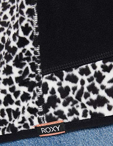 Roxy Cascade - Sudadera Polar con Cremallera hasta Media Altura para Mujer Sudadera Polar con Cremallera hasta Media Altura, Mujer, True Black Pop Animal, XL