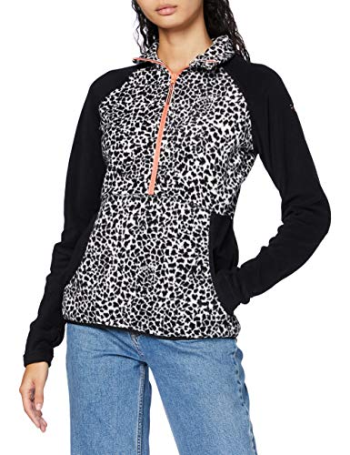 Roxy Cascade - Sudadera Polar con Cremallera hasta Media Altura para Mujer Sudadera Polar con Cremallera hasta Media Altura, Mujer, True Black Pop Animal, XL