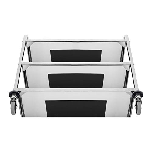 Royal Catering Carro De Servicio En Acero Inoxidable Camarera RCSW 3B (3 estantes, Distancia entre estantes: 30 cm, Capacidad de carga 240 kg)