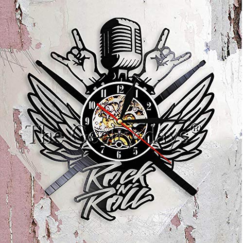 RRBOI Reloj de Pared Music Band Modern Vinyl Record Reloj de Pared Heavy Metal Band Rock N Roll Wall Art Deco Reloj Reloj Music Attitude Music Lover Gift