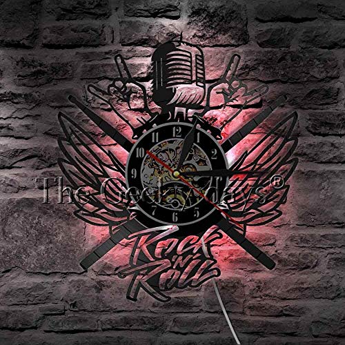 RRBOI Reloj de Pared Music Band Modern Vinyl Record Reloj de Pared Heavy Metal Band Rock N Roll Wall Art Deco Reloj Reloj Music Attitude Music Lover Gift