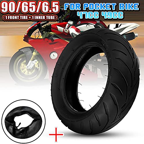 Rueda delantera trasera + cámara de aire 90/65/6,5 110/50/6,5 para minimoto de 47cc 49cc Mini Pocket Bike Mini Dirt Bike Scooter Mini Moto, rueda delantera trasera Tubo interior
