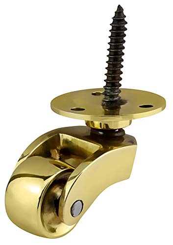 Ruedas de latón macizo de alta calidad con ruedas de 22 mm – latón pulido genuino – antiguo vintage – ajuste estilo tornillo – latón pulido – Empresa del Reino Unido – Juego de 4