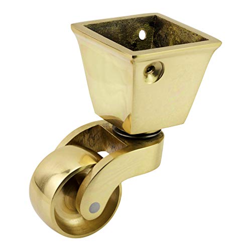 Ruedas de latón macizo de alta calidad con ruedas de 32 mm – latón pulido sólido – antiguo vintage – ajuste estilo taza cuadrada – latón pulido – Empresa del Reino Unido – Juego de 4