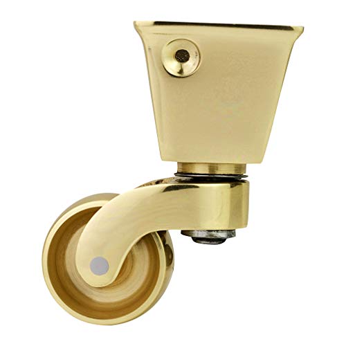 Ruedas de latón macizo de alta calidad con ruedas de 32 mm – latón pulido sólido – antiguo vintage – ajuste estilo taza cuadrada – latón pulido – Empresa del Reino Unido – Juego de 4