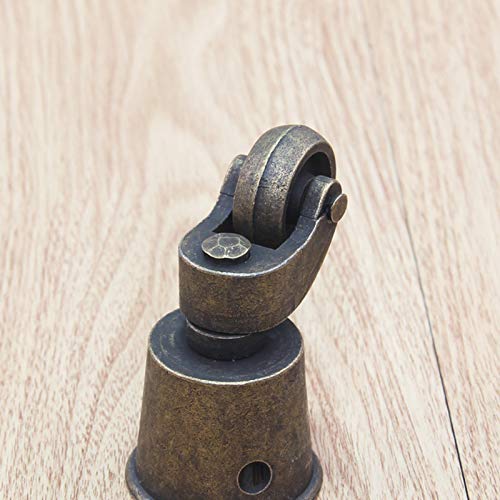 Ruedas de Metal,Ruedas para Muebles,Ruedas Giratorias de Estilo Antiguo Vintage,Rueda Pivotantes de Taza,para Camas,Sillones,Sofá,Carga 150kg,Marrón,Juego de 4