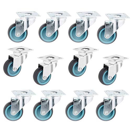 Ruedas Pivotantes Ruedas Giratorias, Ruedas giratorias de goma para muebles, mesas, garajes, ruedas dobles, juego de 12