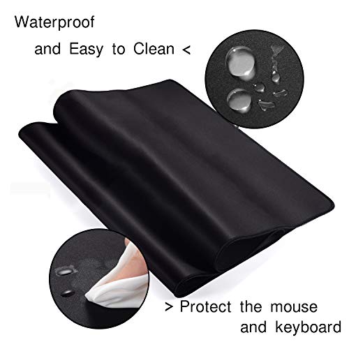 Ruifengsheng Alfombrilla de ratón grande para videojuegos, alfombrilla de ratón de tamaño XXL extendida, base de goma antideslizante con bordes cosidos: 35.6 x 15.7 pulgadas (90 x 40 negro)