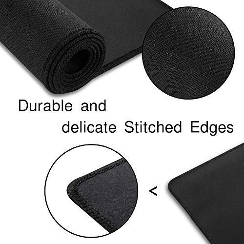 Ruifengsheng Alfombrilla de ratón grande para videojuegos, alfombrilla de ratón de tamaño XXL extendida, base de goma antideslizante con bordes cosidos: 35.6 x 15.7 pulgadas (90 x 40 negro)
