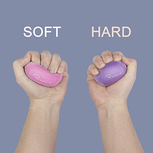 Ryaco Juego de 2 Bolas antiestrés de Gel para Ejercicios de Manos, Juego de 2 Bolas de Gel Blando y Duro para Adultos y niños: Alivio de la ansiedad (Morado y Rosa)