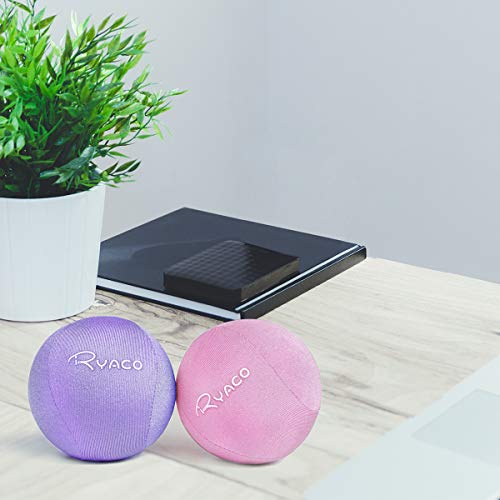 Ryaco Juego de 2 Bolas antiestrés de Gel para Ejercicios de Manos, Juego de 2 Bolas de Gel Blando y Duro para Adultos y niños: Alivio de la ansiedad (Morado y Rosa)