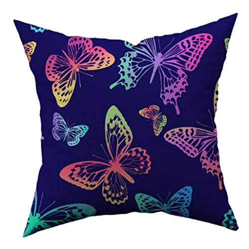 S-TROUBLE Funda de Almohada con Estampado de Mariposas, Funda de cojín de poliéster de Piel de melocotón Suave para el hogar, Coche, sofá, Arte, Suministros Decorativos
