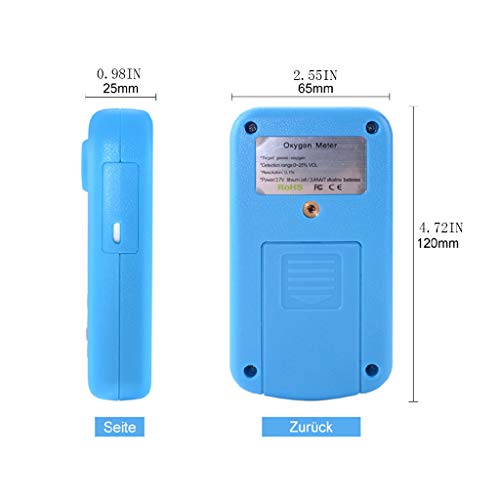 S-TROUBLE Medidor de oxígeno portátil KXL-803, Pantalla Digital LCD, luz de Sonido, Alarma de vibración, Detector de concentración de O2, analizador de Gas