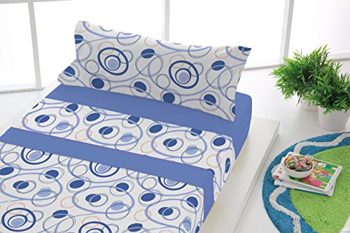 SABANALIA - Juego de sábanas Estampadas Dance (Disponible en Varias tamaños y Colores) - Cama 80, Azul