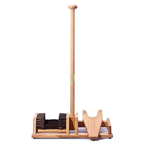 Sacabotas / 4 Cepillos - Sacabotas con Palo de equilibrio - Cepillo, Rascador de botas, limpia zapatos - Práctico para retirar las botas sin esfuerzo - 90 cm - Madera