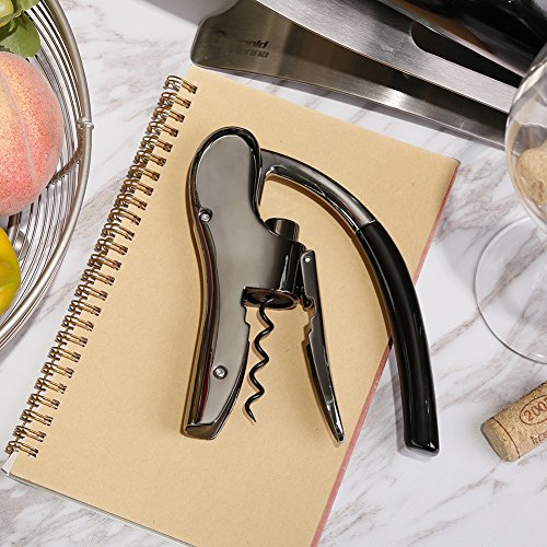 Sacacorchos, GWCLEO Lujo Compacto Abrebotellas con Cortacápsulas Integrado, Juegos de Accesorios para Vino con Tapones y Vertedores para Vino, Sacacorchos de Camarero con Elegante Caja de Regalo
