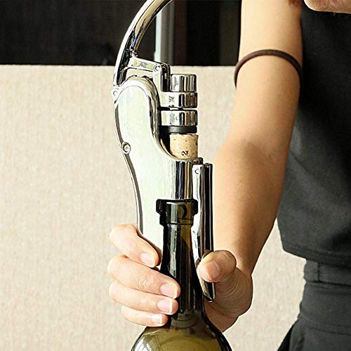 Sacacorchos, GWCLEO Lujo Compacto Abrebotellas con Cortacápsulas Integrado, Juegos de Accesorios para Vino con Tapones y Vertedores para Vino, Sacacorchos de Camarero con Elegante Caja de Regalo