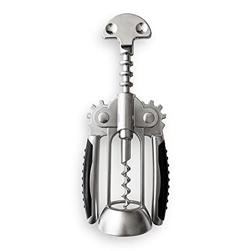 Sacacorchos profesional camarero, abrebotellas de acero inoxidable ideal para uso doméstico y profesional, sacacorchos vino profesional manual de 18cm con doble palanca de agarre