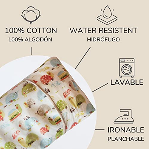 Saco térmico semillas bebé. Saco semillas bebé anticólicos con trigo, flores de lavanda y manzanilla. Cojín térmico bebé con funda hidrófuga extraíble y lavable 100% algodón.(17x10 cm) (Tortugas)