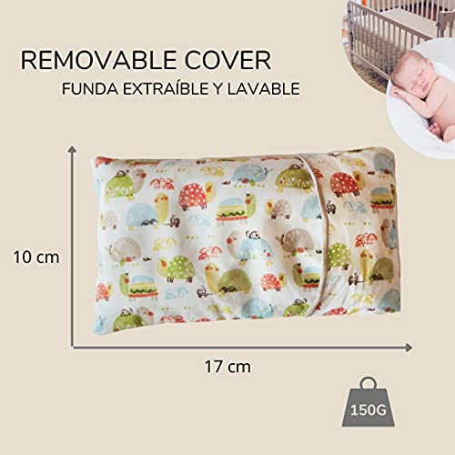 Saco térmico semillas bebé. Saco semillas bebé anticólicos con trigo, flores de lavanda y manzanilla. Cojín térmico bebé con funda hidrófuga extraíble y lavable 100% algodón.(17x10 cm) (Tortugas)