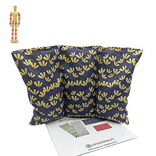 Saco térmico “Yelow flowers” – 26 X 16 cm (M/L) – relleno con 330gr de huesos de cereza - para microondas y congelador