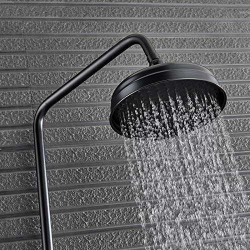 Saeuwtowy Juegos de Grifería Para Bañera Columna de Duchas Con Pantalla Ducha Lluvia Cuadrada Barra Adjustable -Latón Sin Plomo Resistante A Rasguño Negro