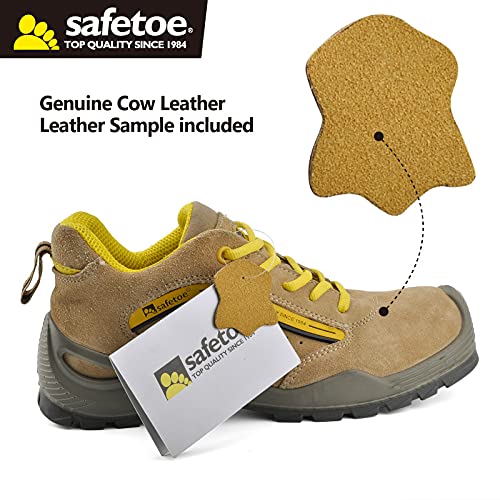 Safetoe Zapatos de Seguridad Hombres y Mujer, 7296YN Botas de Seguridad Tipo de Cuero Transpirable, Puntera de Material Punta de Acerol Ligeros Calzado, Zapatillas para Plantilla mas Comodas