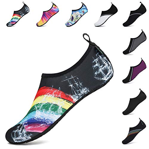SAGUARO Zapatos Agua Mujer Zapato Calcetin Hombre Deporte Natación Zapatos de Verano Unisex Escarpines Agua Yoga Negro/Rojo/Amarillo 36/37 EU