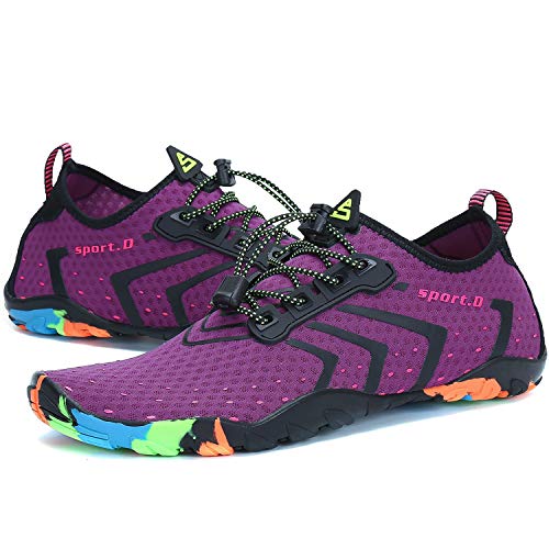 SAGUARO Zapatos de Agua Hombre Mujer Deportes Acuáticos Escarpines para la Playa de Buceo Surf Snorkel Yoga Piscina, Morado 35
