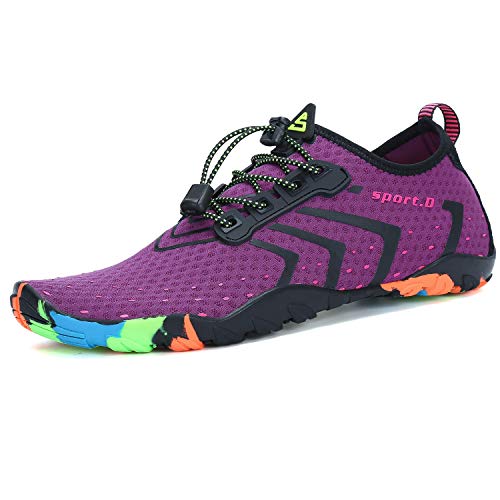 SAGUARO Zapatos de Agua Hombre Mujer Deportes Acuáticos Escarpines para la Playa de Buceo Surf Snorkel Yoga Piscina, Morado 35