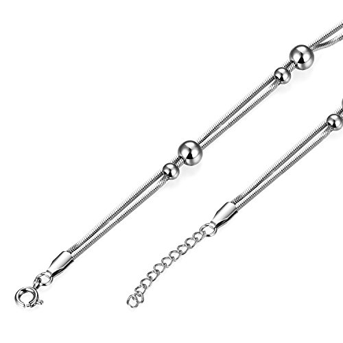 sailimue Acero Inoxidable Pulseras Tobilleras Mujer Ajustable 23 + 3cm