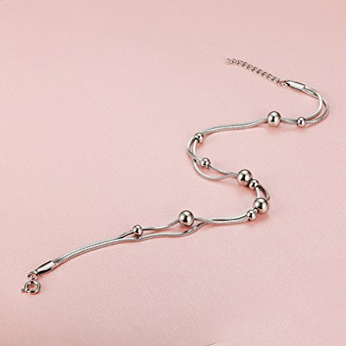 sailimue Acero Inoxidable Pulseras Tobilleras Mujer Ajustable 23 + 3cm