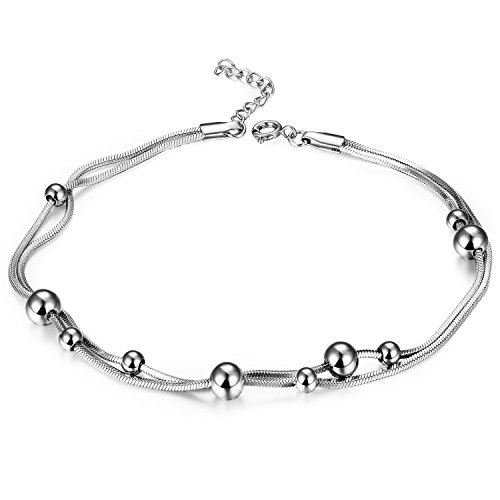 sailimue Acero Inoxidable Pulseras Tobilleras Mujer Ajustable 23 + 3cm