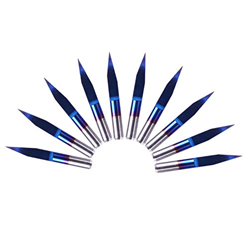 SainSmart Genmitsu - Brocas para grabado (10 unidades, 20 grados, punta de 0,1 mm, vástago cónico, punta de 1/8")