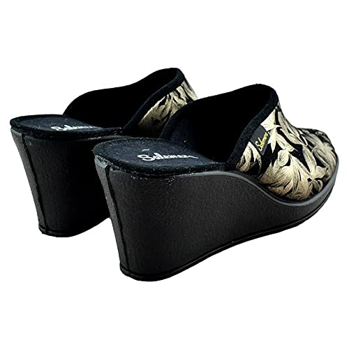 SALEMERA - Zapatillas DE CASA con CUÑA Alta Estampada 876159 Sintético Mujer Color: Pinar BEIG Talla: 39