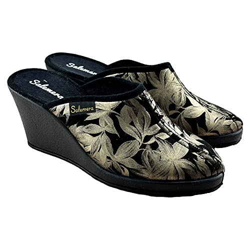 SALEMERA - Zapatillas DE CASA con CUÑA Alta Estampada 876159 Sintético Mujer Color: Pinar BEIG Talla: 39