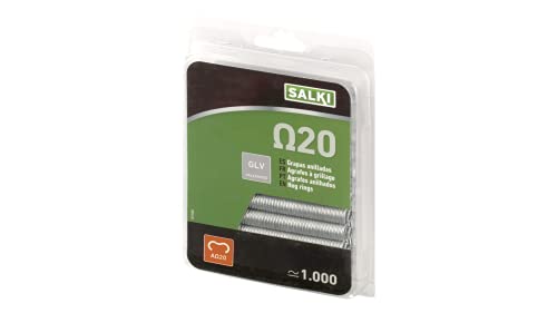 salki 0111220 Blister 1000u Grapas Galvanizadas Omega 20 (Ω20) para Grapado y Anillado de Cercas, 1000 uds