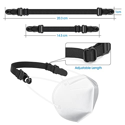 Salvaorejas para Mascarillas, WISHDREAM Sujeta Mascarillas Salvaorejas Ajustable Hacia Atrás, Protector Orejas, Enganche para Mascarillas para Adultos(Negro) (5)
