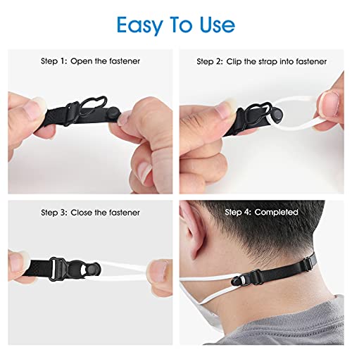 Salvaorejas para Mascarillas, WISHDREAM Sujeta Mascarillas Salvaorejas Ajustable Hacia Atrás, Protector Orejas, Enganche para Mascarillas para Adultos(Negro) (5)