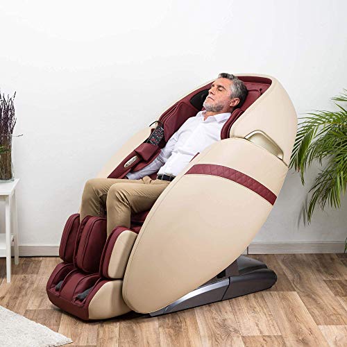 SAMADHI® Sillón de Masaje 2D+ Rojo (Nuevo Modelo 2021) - Tecnología Gravedad “Cero” y Espacio “Cero” - 6 Modos de Masaje Profesional - Generador de Iones de oxígeno - Sonido 3D Bluetooth - USB