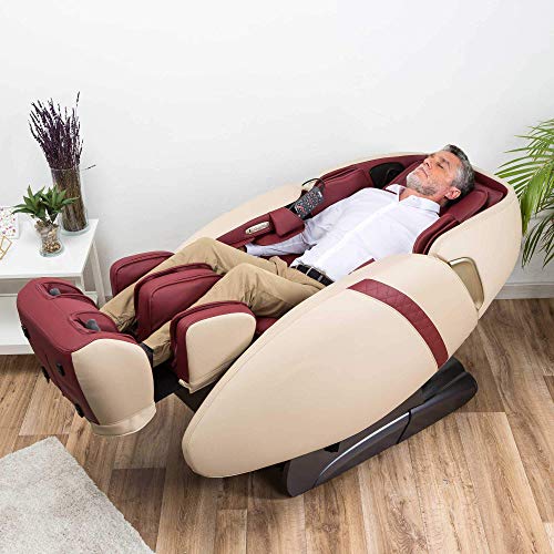SAMADHI® Sillón de Masaje 2D+ Rojo (Nuevo Modelo 2021) - Tecnología Gravedad “Cero” y Espacio “Cero” - 6 Modos de Masaje Profesional - Generador de Iones de oxígeno - Sonido 3D Bluetooth - USB