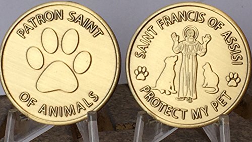 San Francisco de Asís proteger mi mascota patrón medallón bronce huellas Token