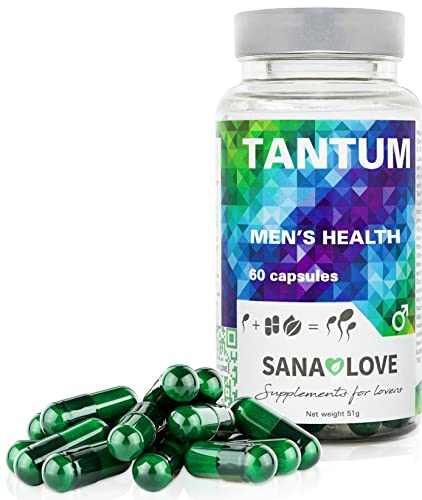 SANA LOVE® -TANTUM - Naturalmente mejor espermatogénesis. Vegano, vegetariano, sin gluten, sin conservantes, sin aromas adicionales, sin frutos secos, no modificado genéticamente,Pack(1x60 cápsulas)