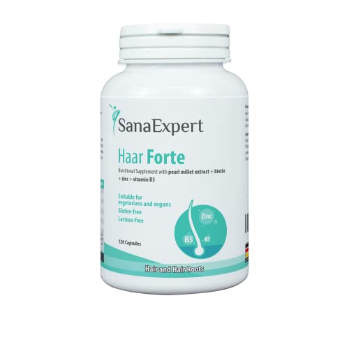 SanaExpert Haar Forte Pack X3 | VITAMINAS PARA EL CRECIMIENTO Y LA SALUD DEL PELO | con Biotina, Zinc, Mijo Perlado y Selenio (3). Ingredientes veganos 100% naturales.
