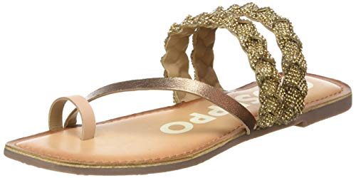 SANDALIAS BRONCE CON TIRAS DE STRASS PARA MUJER WABENO