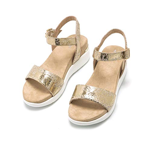 Sandalias Mujer MARIAMARE | Sandalias 68091 | MARIAMARE Mujer | Sandalias Tira de Tobillo | Cierre con Hebilla | 49102 | Oro | 38