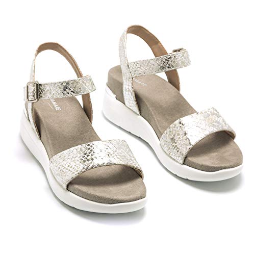 Sandalias Mujer MARIAMARE | Sandalias 68091 | MARIAMARE Mujer | Sandalias Tira de Tobillo | Cierre con Hebilla | 49103 | Plata | 39